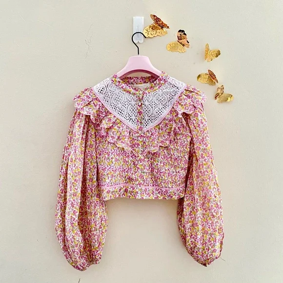 NWT: LOVESHACKFANCY | Egan Floral Crop Top - Picture 2 of 10